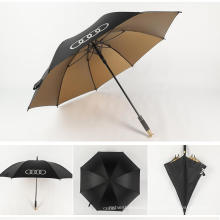 Sun Protection Windproof Golden UV Coating Custom Logo Golf Umbrella